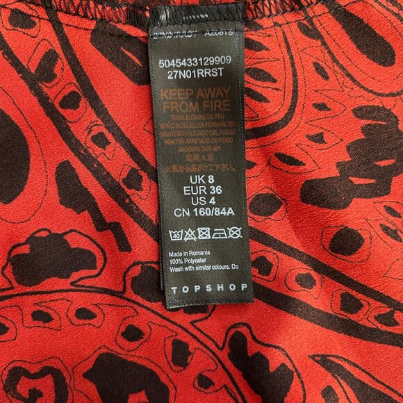 Topshop Mixed Print Midi Skirt - Black & Red - NWT - Picture 5 of 5